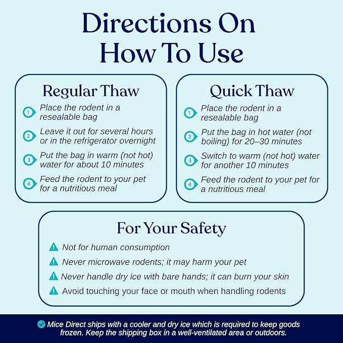 MiceDirect Frozen Large Adult Feeder Mice Food for Adult Ball Pythons Juvenile Red Tale Boa Monitors Lizards, 40 Ounce (75 Count)
