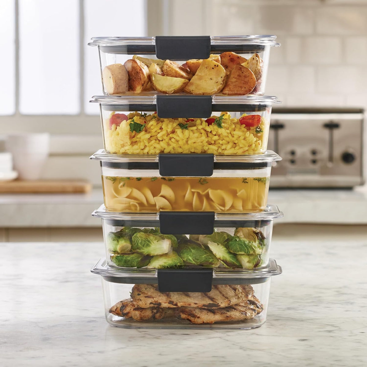 Rubbermaid Brilliance Food Storage Containers BPA Free Airtight Lids Ideal for Lunch Meal Prep & Leftovers Set of 5 (3.2 Cup)