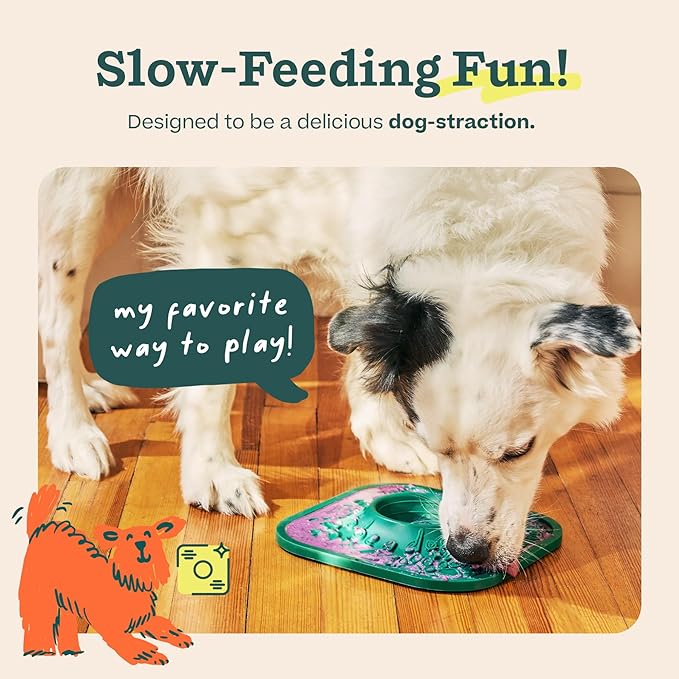 WOOF LickMat - Easy-to-Clean Lick Mat for Dogs - Slow Feeder Mat with Non-Slip Design - BPA-Free Silicone Lick Mat - Interactive Dog Toys - Lavender