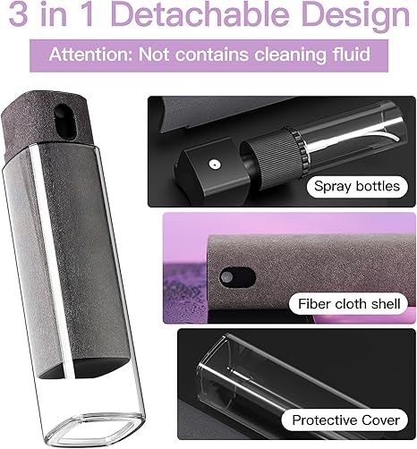 Touchscreen Screen Cleaner Kit 2 Pcs, Phone, Tablet and Car Screen Cleaner, Two in One Spray and Microfiber Cloth(Grey&Pink)