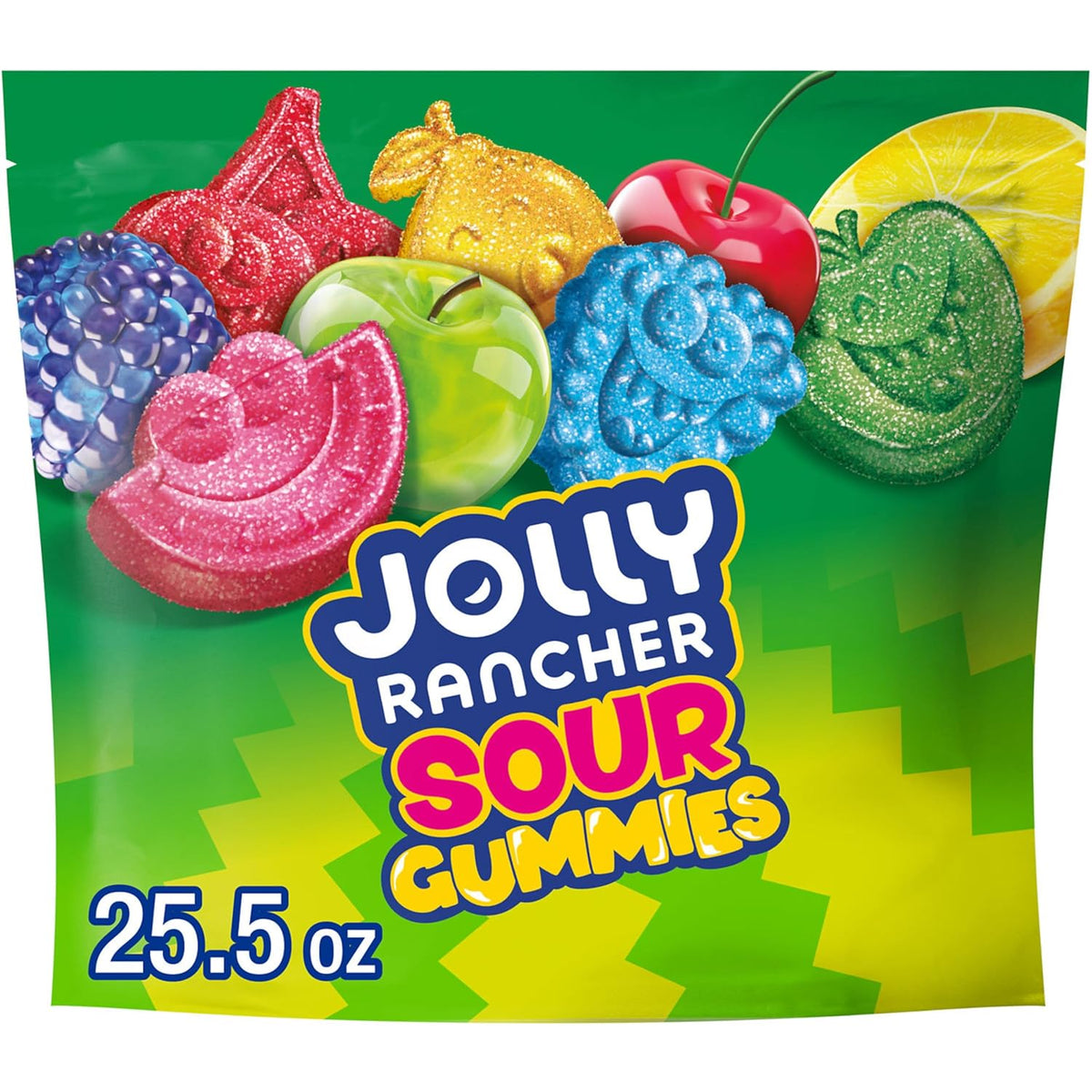 JOLLY RANCHER Sour Gummies Assorted Fruit Flavored Candy Resealable Bag, 25.5 oz