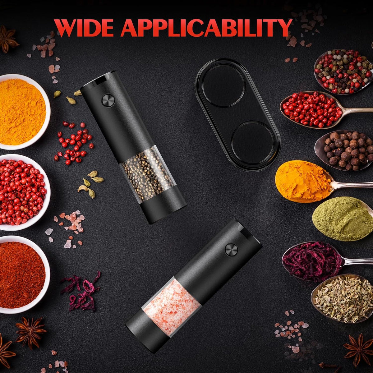 Electric Salt and Pepper Grinder Set Automatic Battery Pepper Mill Shakers Adjustable Coarseness Upgraded Larger Capacity with Led Home and Kitchen Appliances Birthday Gifts for Women