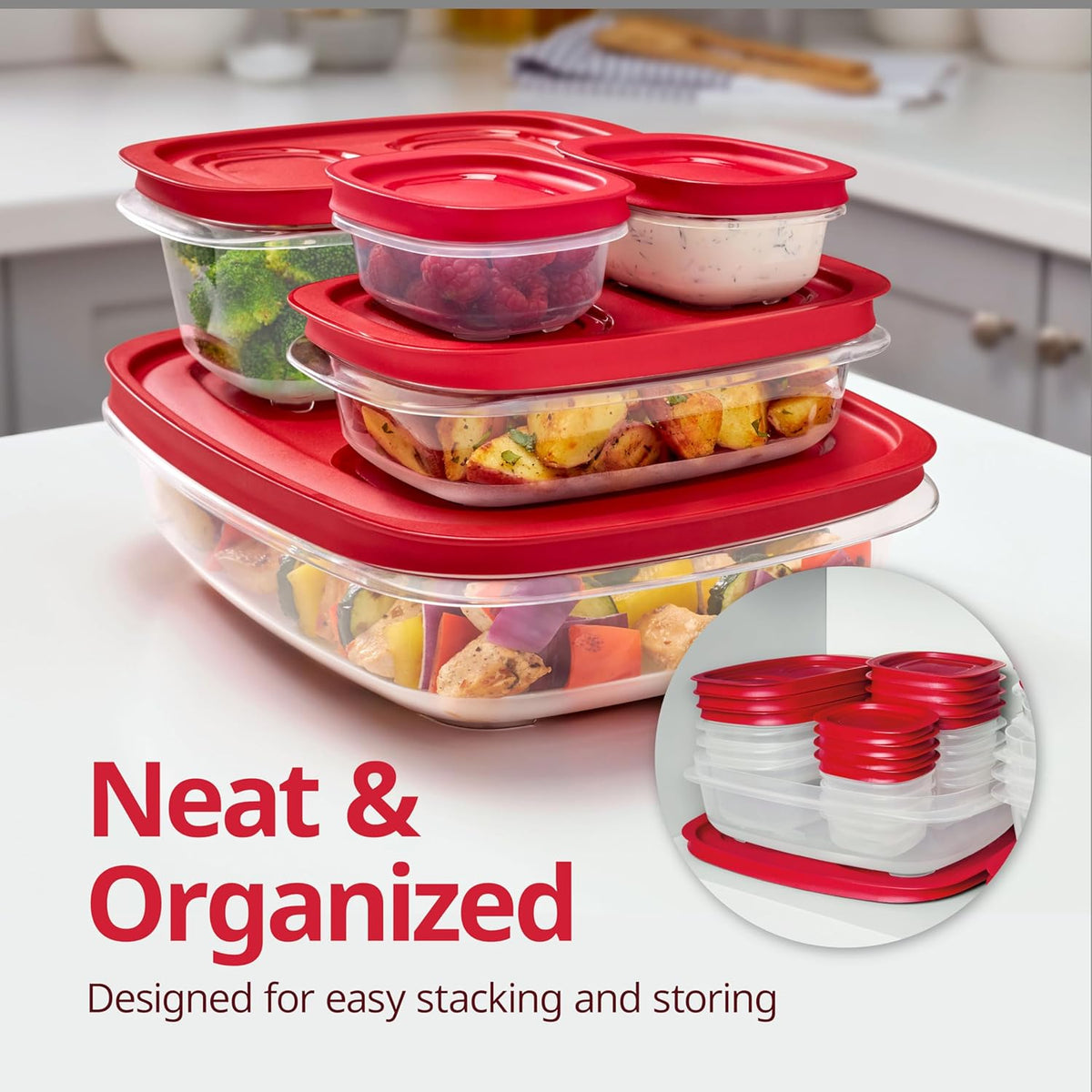Rubbermaid EasyStore Containers, 38-Piece Set, Food Storage Containers, Food Storage Containers with Lids