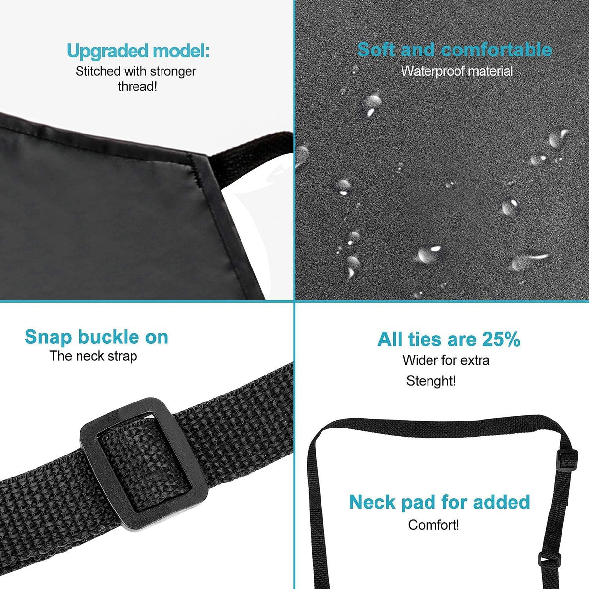 2 Pack Waterproof Rubber Vinyl Apron 40 Inch Chef Aprons for Men Heavy Duty Chemical Work Apron Extra Long Grilling Aprons with Adjustable Bib Apron for Dishwashing Lab Butcher Cooking Kitchen Black