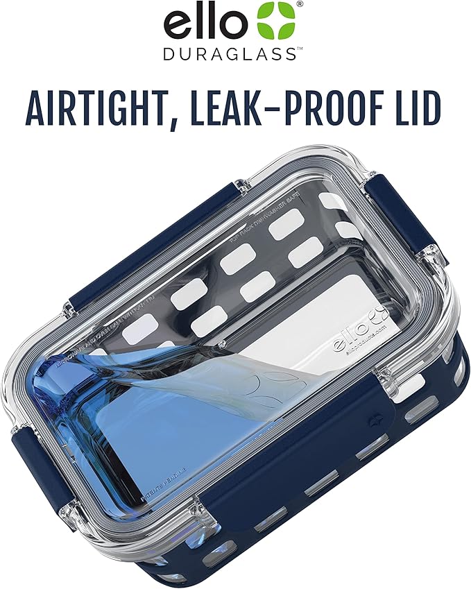 Ello Duraglass Mixed Meal Prep Sets Leak-Proof Glass Food Storage Containers with Silicone Sleeves and Airtight BPA-Free Lids, Dishwasher, Microwave, and Freezer Safe