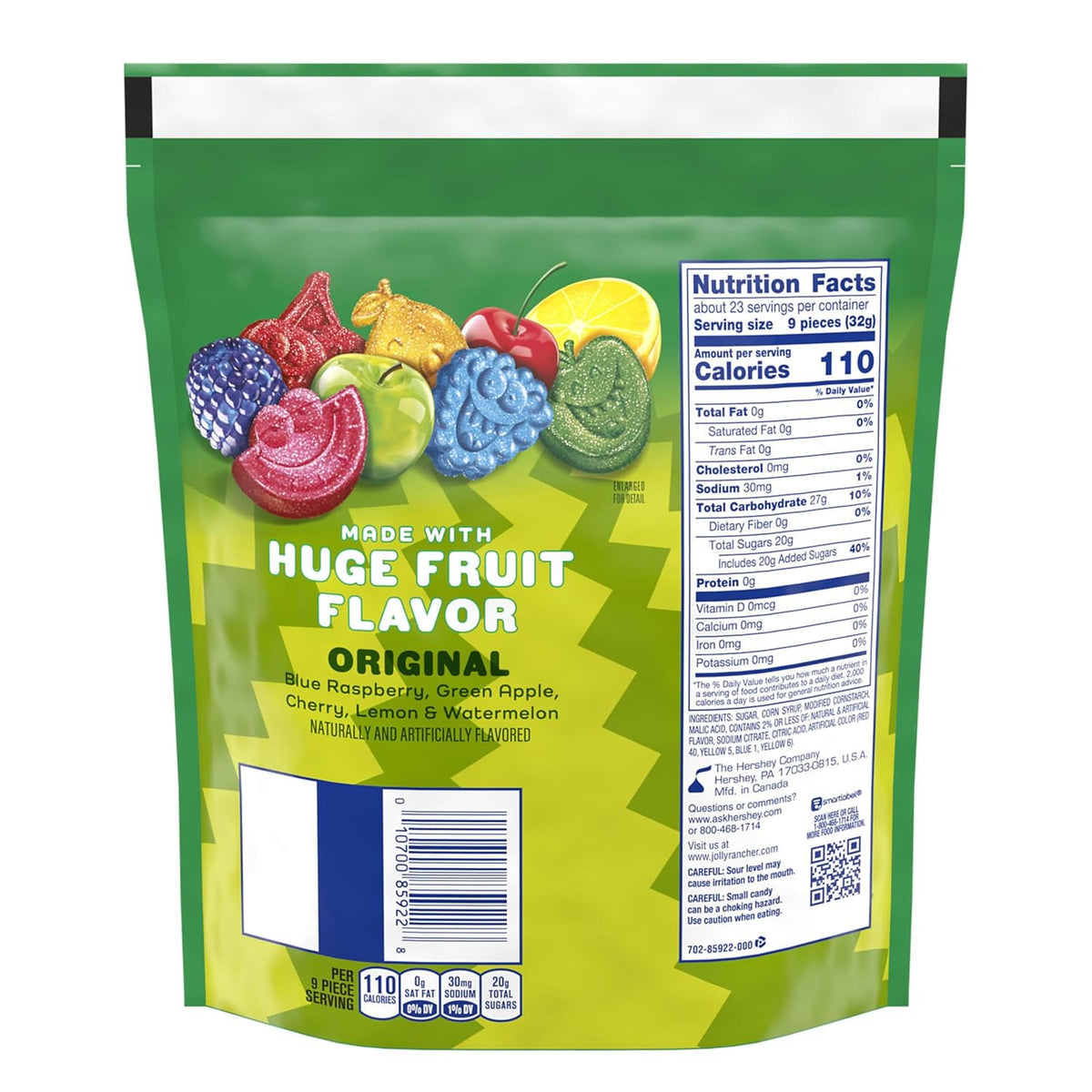 JOLLY RANCHER Sour Gummies Assorted Fruit Flavored Candy Resealable Bag, 25.5 oz