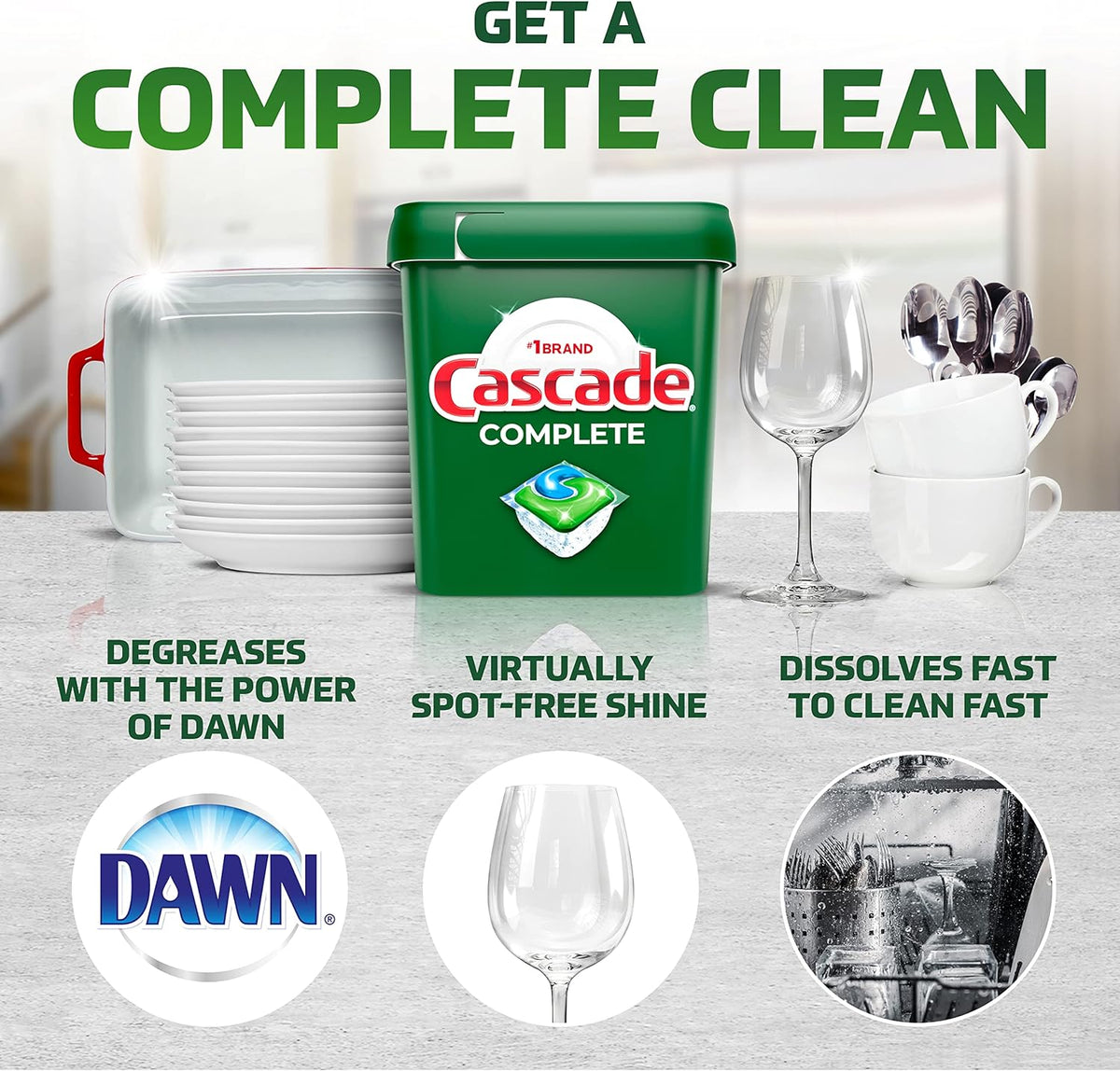 Cascade Complete Dishwasher Pods - Fresh Scent ActionPacs, Dishwasher Detergent, Dishwasher Soap, Detergent Pods, 78 Count