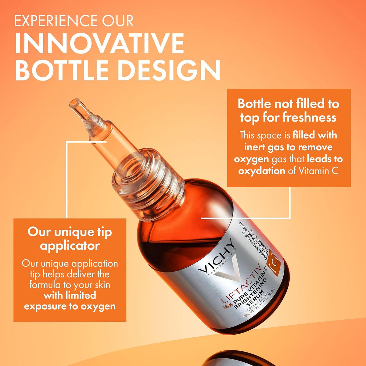 Vichy LiftActiv Vitamin C Serum For Face, Brightening Serum With Pure Vitamin C + Hyaluronic Acid + Vitamin E, Reduces Fine Lines, Smooths Skin Texture, Improves Radiance, Anti Aging