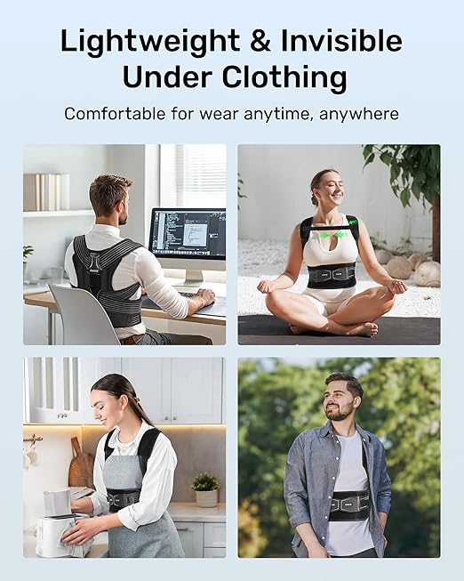 All-round Back Belt Support for Women Men, Breathable Durable Lumbar Support Brace, Invisible Under Clothing, Back Support Brace for Hunchback, Gray Size XL (Upper Waist: 47.2"-53.2")
