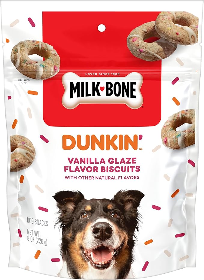 Milk-Bone Dunkin' Vanilla Glaze Flavor Dog Biscuits with Other Natural Flavors, 8 oz Bag