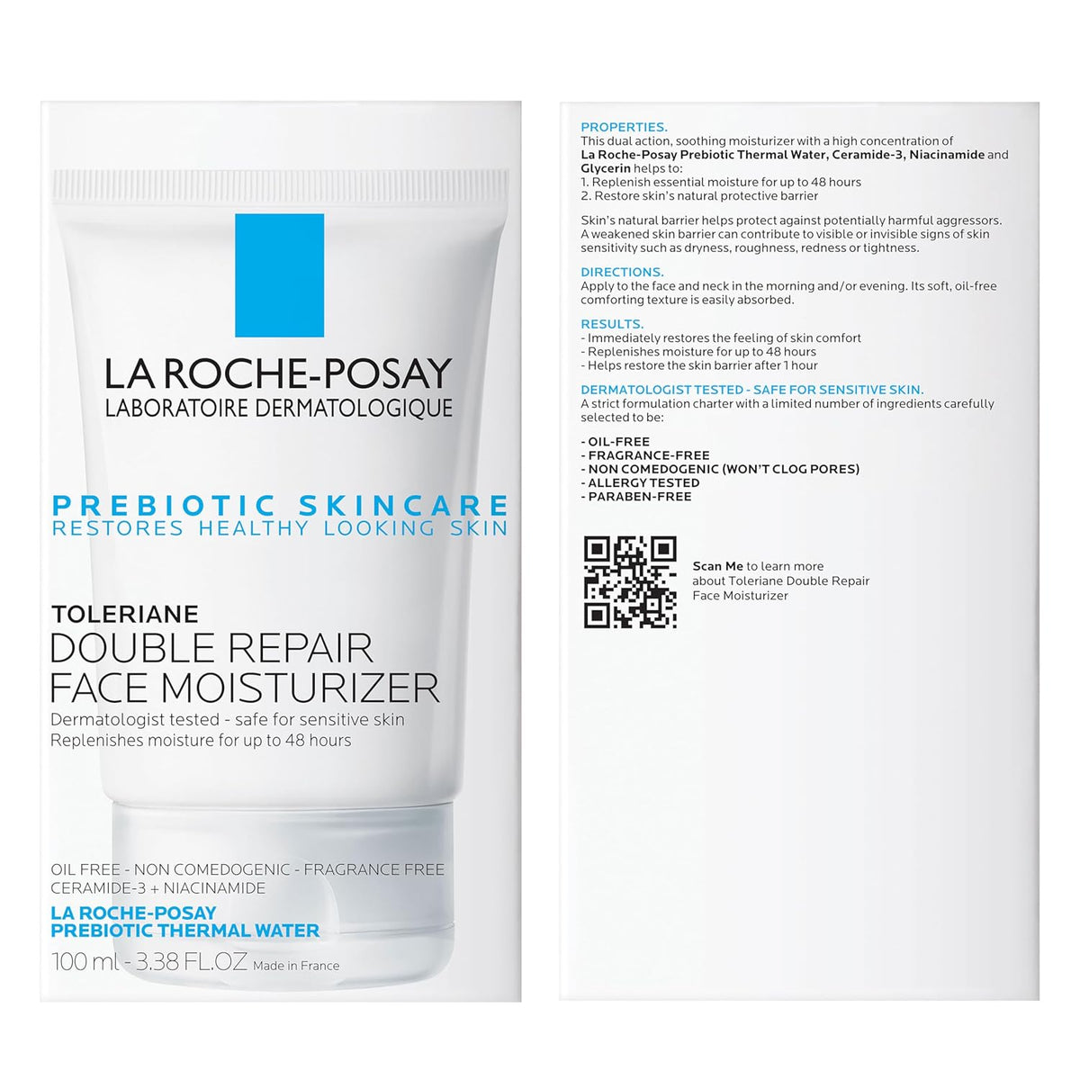 La Roche Posay Toleriane Double Repair Face Moisturizer, Daily Moisturizer Face Cream with Ceramide and Niacinamide for All Skin Types, Oil Free, Fragrance Free