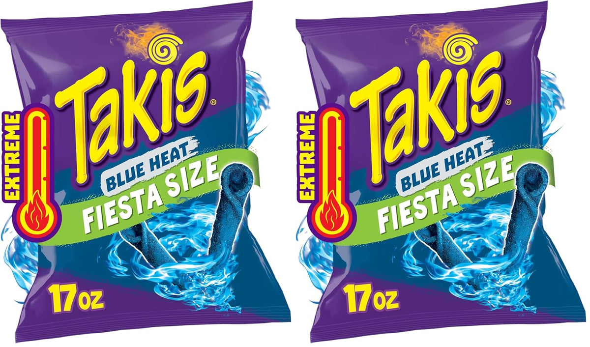 Takis Fuego 17 oz Fiesta Size Hot Chili Pepper & Lime Flavored Extreme Spicy Rolled Corn Tortilla Chips