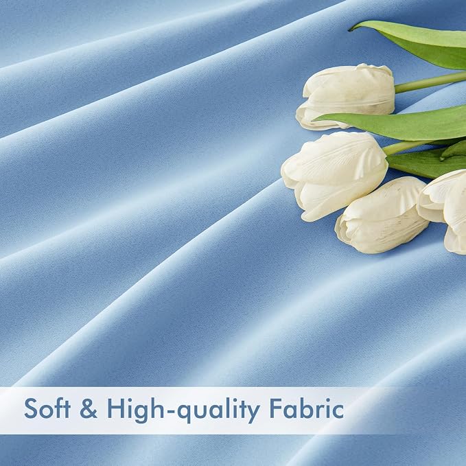 MIULEE Sky Blue Back Tab Blackout Curtains 120 Inch Long 2 Panels Set