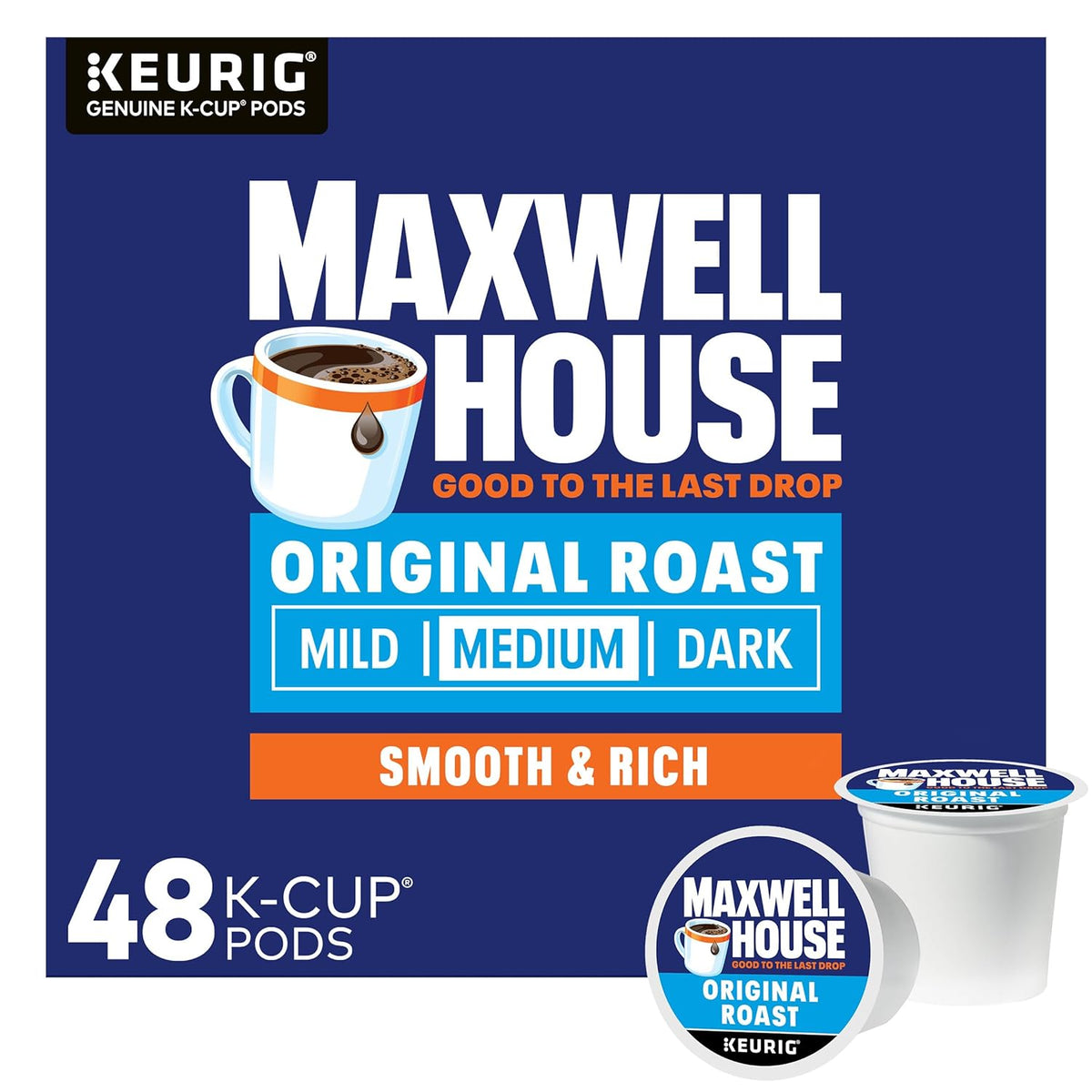 Maxwell House Original Roast Medium Roast K-Cup Coffee Pods, 48 ct Box