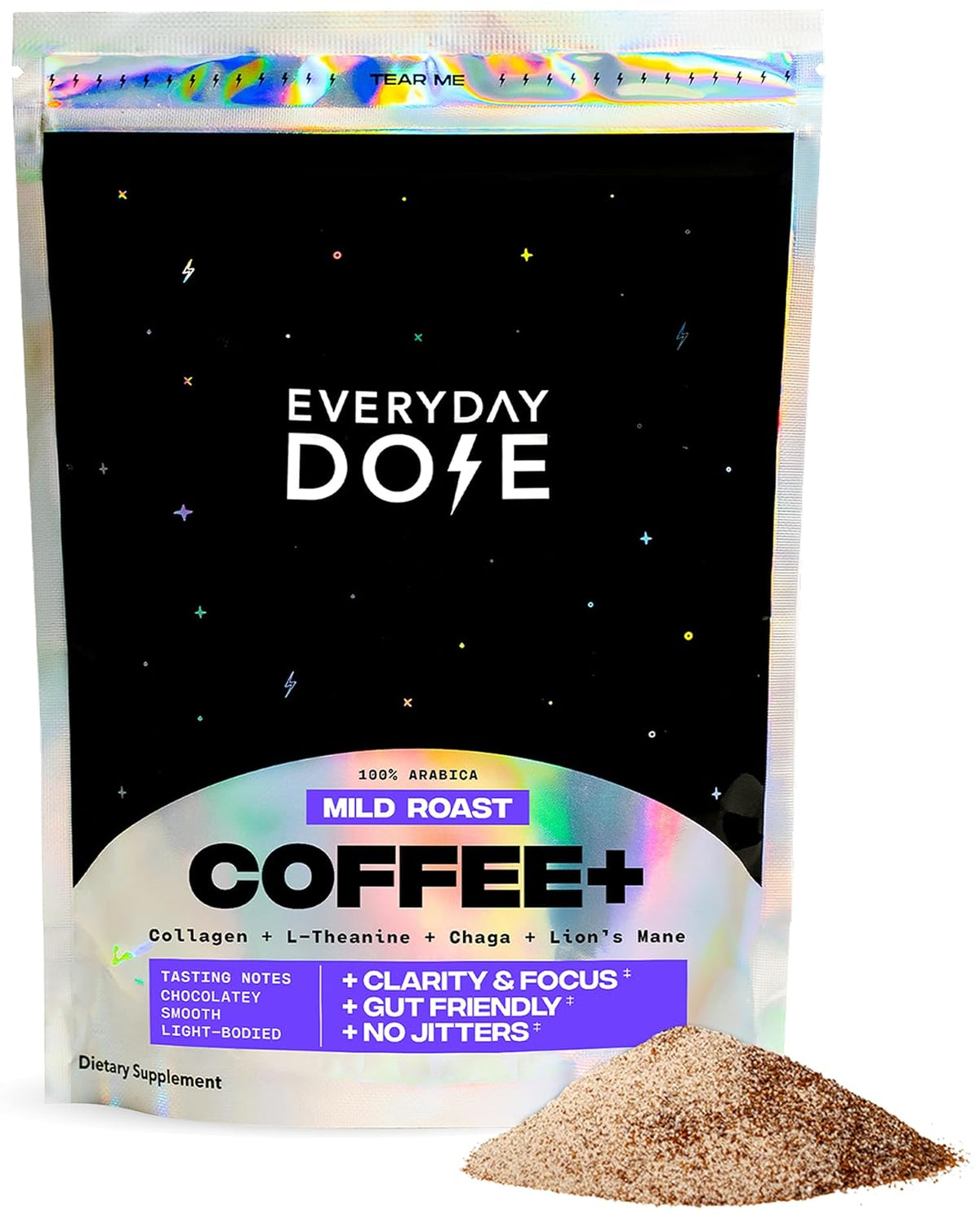 Everyday Dose Premium Adaptogenic Mushroom Coffee with Grass-Fed Collagen, Chaga, Lions Mane & L-Theanine for Better Focus, Energy, Digestion, Skin, and Immunity 30 Servings