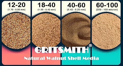 40-60 Grit Ground Walnut Shell Media (20 LBS / 9.08 KG) - Extra Fine Grit for Tumbling, Blasting, Vibratory, Polishing, Deburring