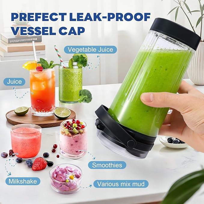 18 oz Blending Vessel Accessories Compatible with Ninja Blast Portable Blender, Blender Cup with Sip & Seal Lid, Replacement for Ninja Blast BC151BK BC151NV BC151CR BC151ND BC151EM (Blue)