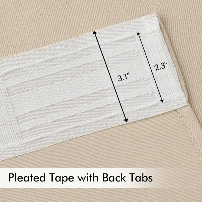 MIULEE Back Tab Cream Beige Curtains 84 Inch Length 2 Panels Set