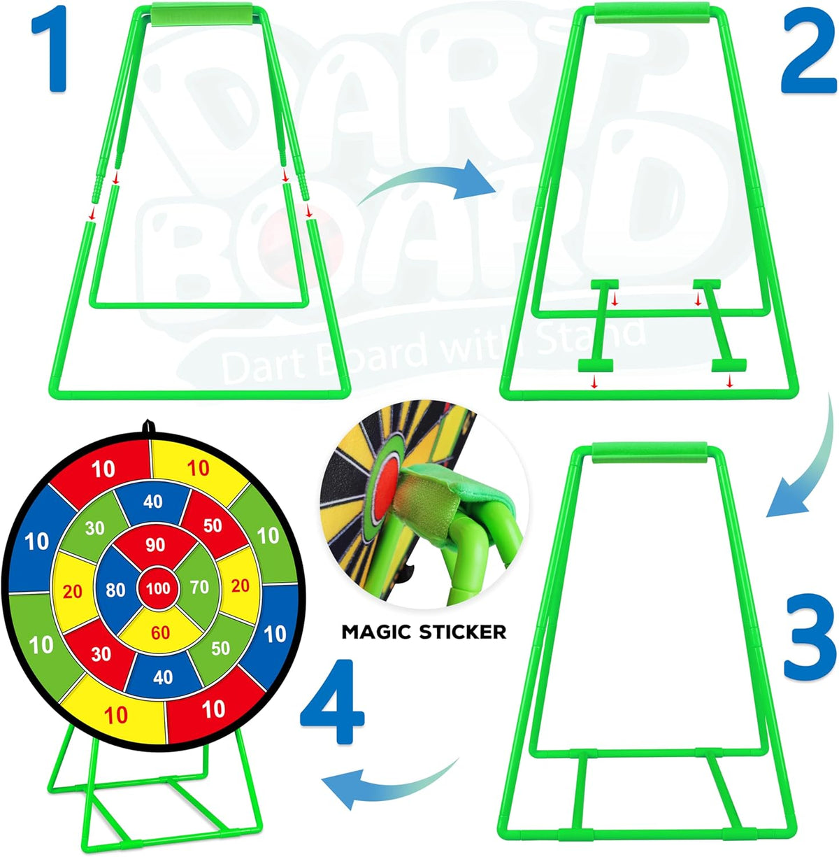 Large Dart Board for Kids, Kids Double-Sided Dart Board with Sticky Balls and Darts, Indoor/Outdoor Sport Fun Party Play Game Toys, Gifts for 3 4 5 6 7 8 9 10 11 12 Year Old Boys Girls