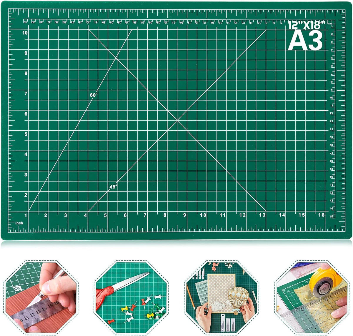 anezus Self Healing Sewing Mat, 12inch x 18inch Rotary Cutting Mat Double Sided 5-Ply Craft Cutting Board for Sewing Crafts Hobby Fabric Precision Scrapbooking Project
