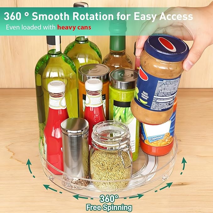 Optish 3 Pack 9.5" Lazy Susan Organizer, Pantry Organizers and Storage, Lazy Susan Turntable for Cabinet, Refrigerator, Closet, Countertop, Non-Skid Fridge Organizer