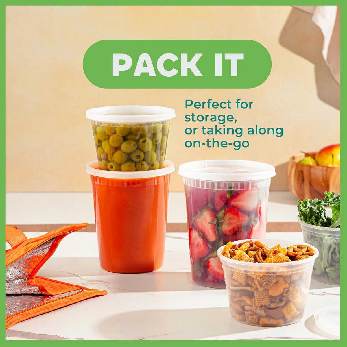 JoyServe Deli Food Storage Containers with Lids - (48 Sets) 24-32 Oz Quart Size & 24-16 Oz Pint Size Plastic Airtight Takeout Meal Prep Storage, BPA-Free, Dishwasher, Microwave Safe