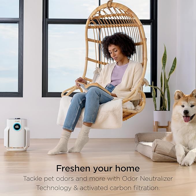 Shark Air Purifier for Home, NeverChange Compact Pro, for Bedroom, Nursery, Home Office, Dorm, HEPA-Exceeding Filter, Captures Pollutants, Pet Dander, Dust, Odor, Smoke, and More, HP072WH, 2025, White