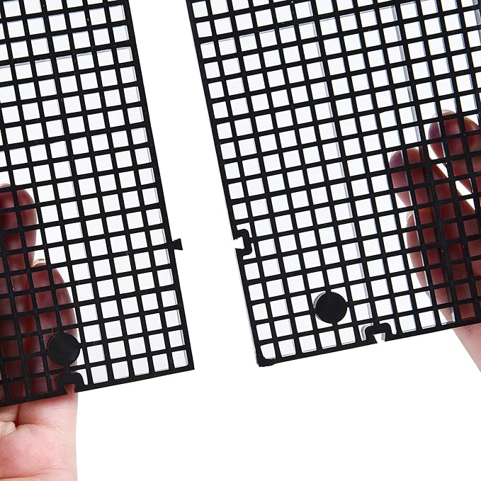 ALEGI Plastic Grid Divider Tray Egg Crate Louvre Aquarium Fish Tank Bottom Isolation with Bracket (8pcs Black) (Pack of 2)