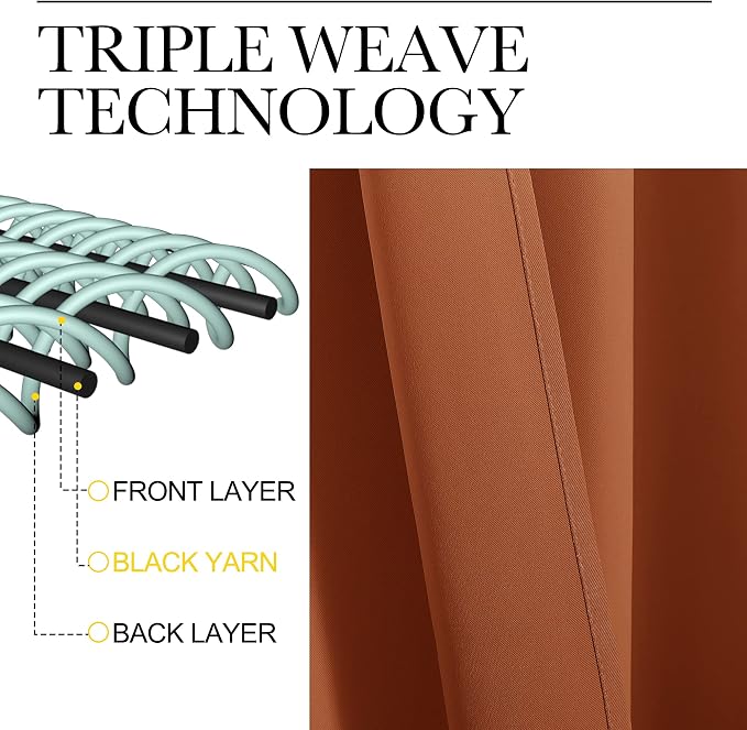 NICETOWN Blackout Curtains for Living Curtains, Burnt Orange, 2 Panels