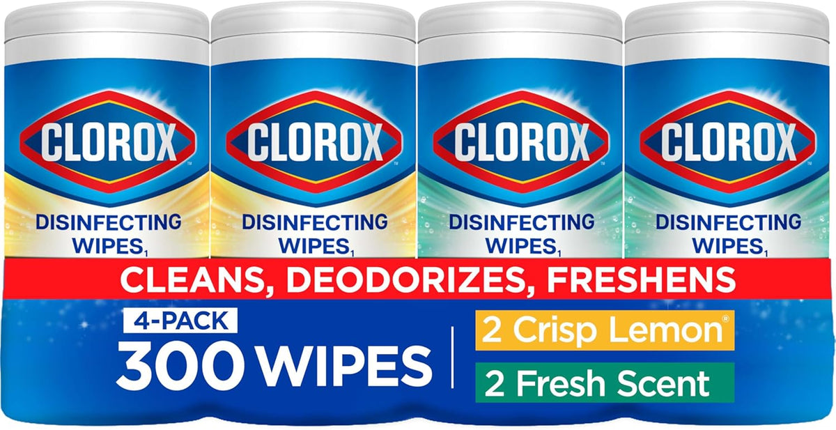Clorox Disinfecting Cleaning Wipes Variety Pack, 75 Count Each, Pack of 4 (Package May Vary)