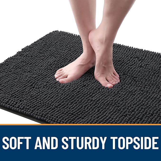 OLANLY Dog Door Mat Set 4-Piece 24x16, Absorbs Moisture and Dirt, Absorbent Non-Slip Washable Doormat, Quick Dry Chenille Mud Mat for Dogs, Entry Indoor Entryway Carpet for Inside Floor, Dark Grey