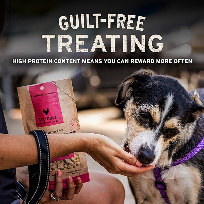 Vital Essentials Single Ingredient Duck Hearts Dog Treats, 10 oz | Freeze-Dried Raw | Premium Quality High Protein Training Treats | Grain Free, Gluten Free, Filler Free
