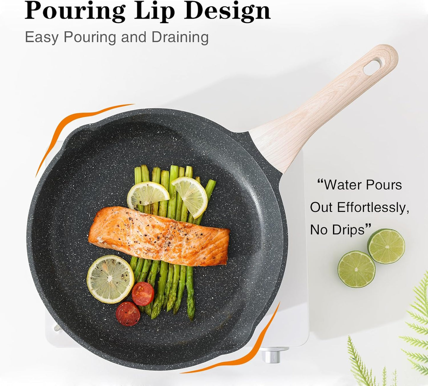 Nonstick Frying Pan Skillet, 11 Inch Granite Cooking Pan Nonstick, Healthy and Non Toxic, Induction Compatible, PFOA Free