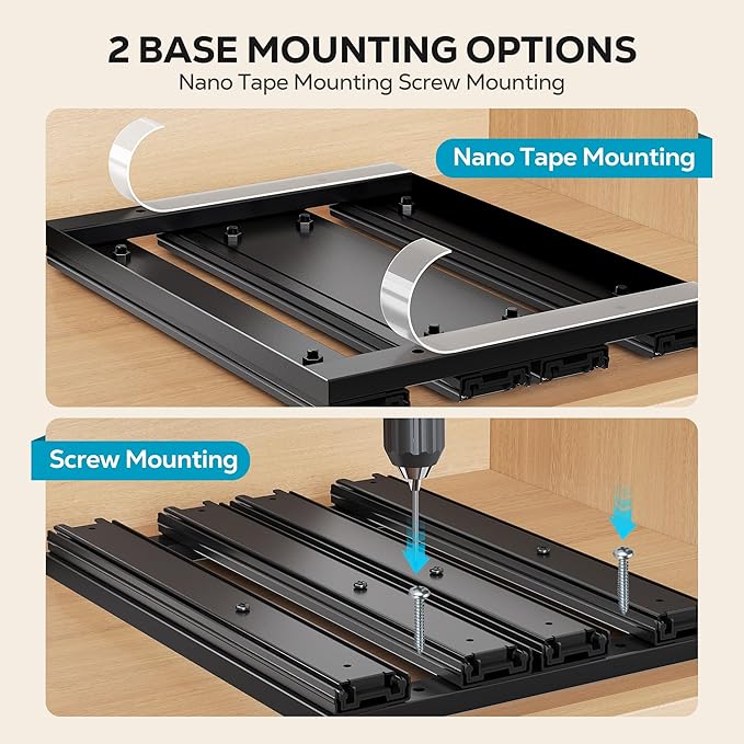 Nieifi Pull Out Spice Rack Organizer, 2 Tiers, Black, Spice Organization for Cabinet, Height Adjustable, Easy to Install