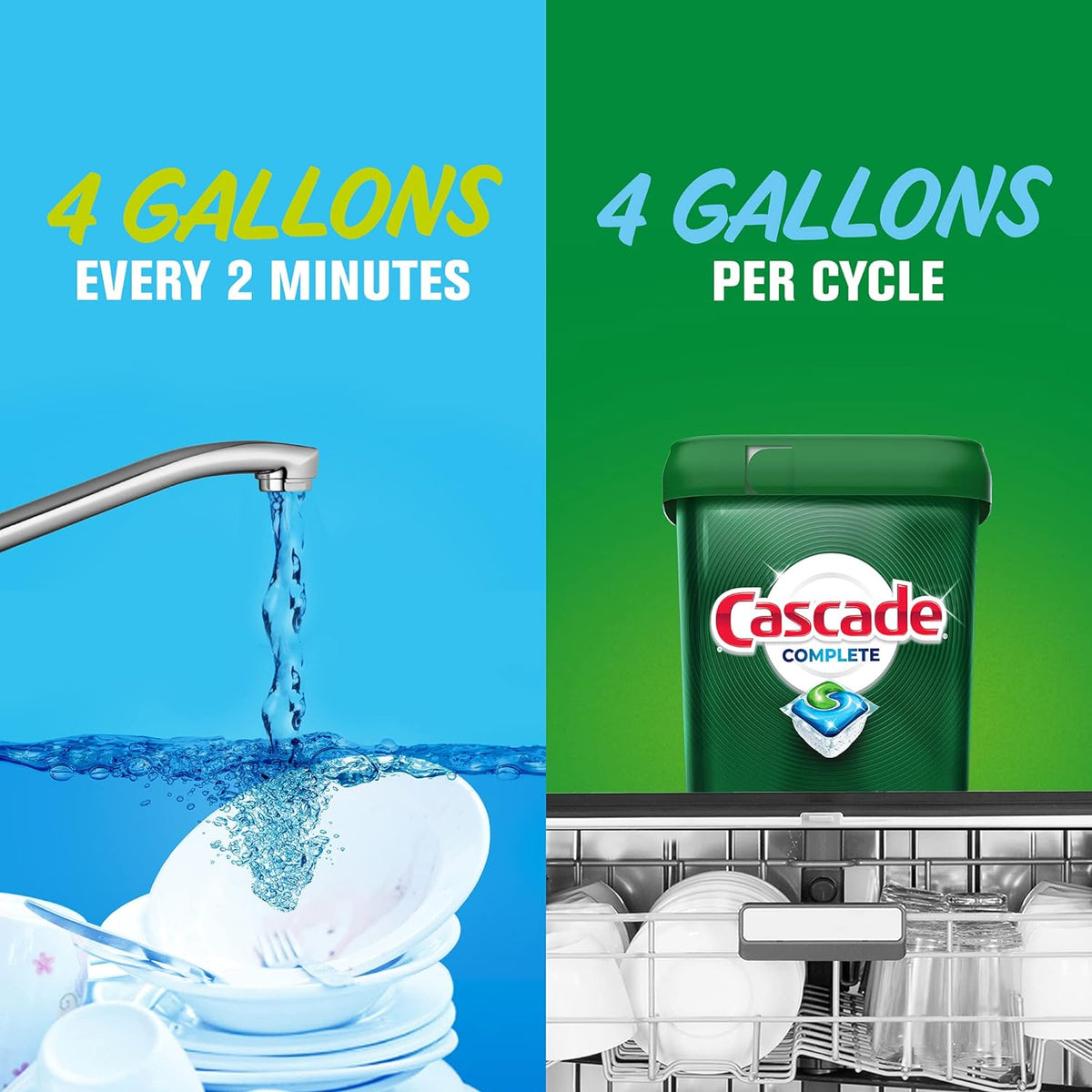 Cascade Complete Dishwasher Pods, Dishwasher Detergent, Dish Detergent Tab Tablets, Fresh, 100 Count