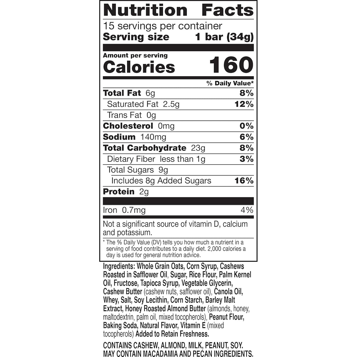 Nature Valley Sweet and Salty Nut Granola Bars, Cashew, 15 Bars, 18 oz