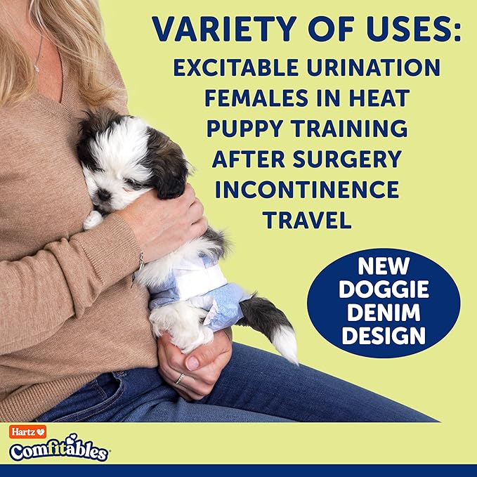 New! Hartz® Comfitables® Disposable Dog Diapers, Size XL 5 count, Comfortable & Secure Fit, Easy to Put On, Super Absorbent Male and Female Diaper