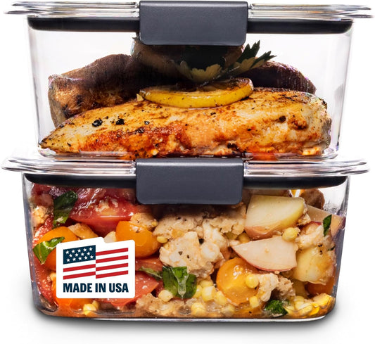 Rubbermaid Brilliance BPA-Free Food Storage Containers, Medium Deep, 4.7 Cup, 2-Pack, Airtight & Leak-Proof, Microwave & Dishwasher Safe