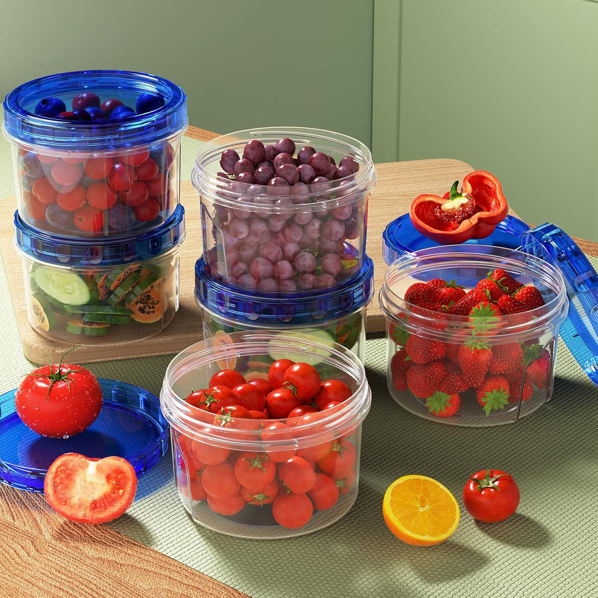 Freezer Storage Containers, [6 Pack-16 Oz] Airtight Plastic Food Storage Containers with Twist Top Lids, Soup, Meal Prep Containers | BPA Free | Stackable | Leakproof | Microwave/Dishwasher Safe