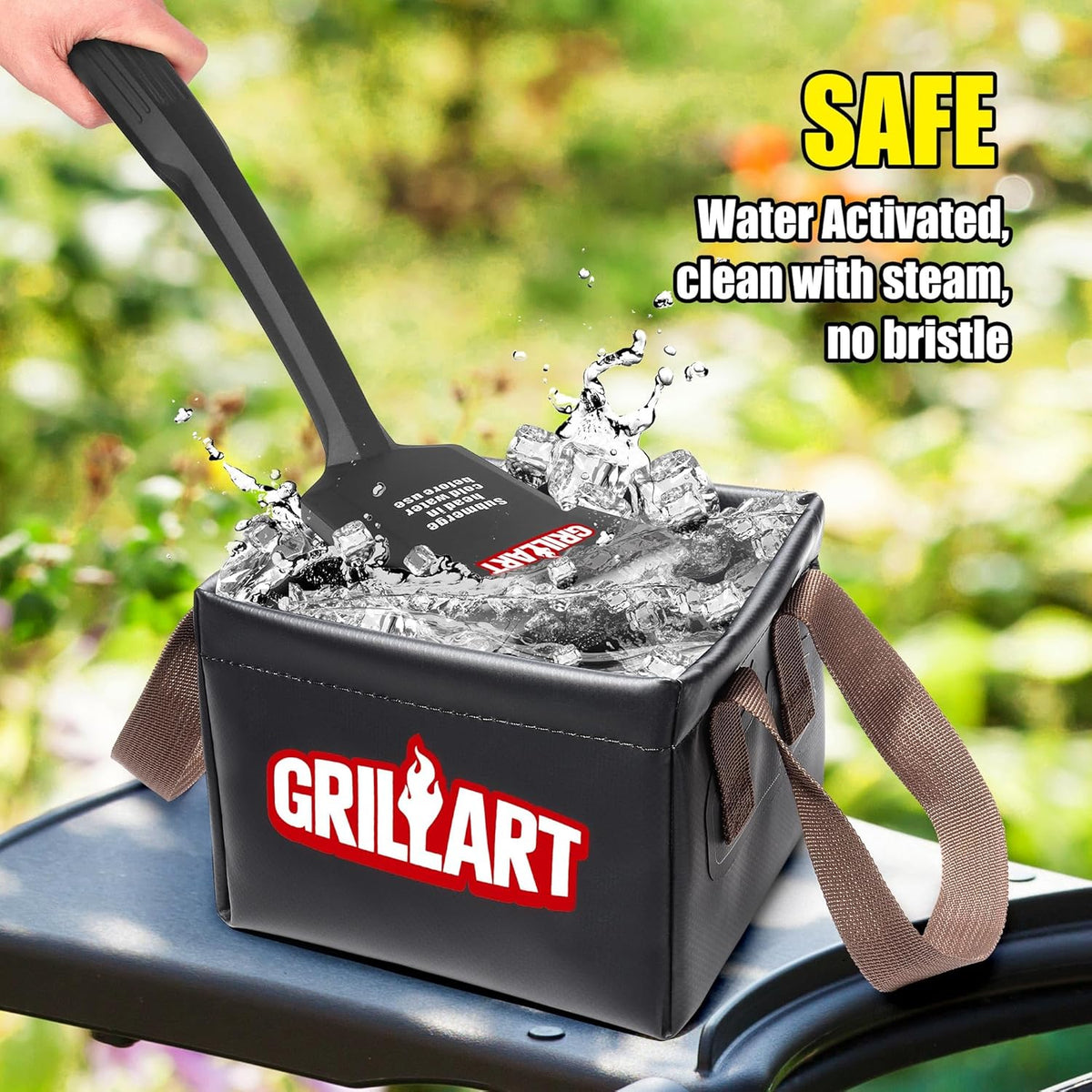 GRILLART SteamWizards Grill Brush Bristle Free, Safe BBQ Grill Brush for Outdoor Grill, Flat Top Grill Cleaner with Replaceable Head, Suitable for All Grates, Griddle Accessories, Dishwasher Safe