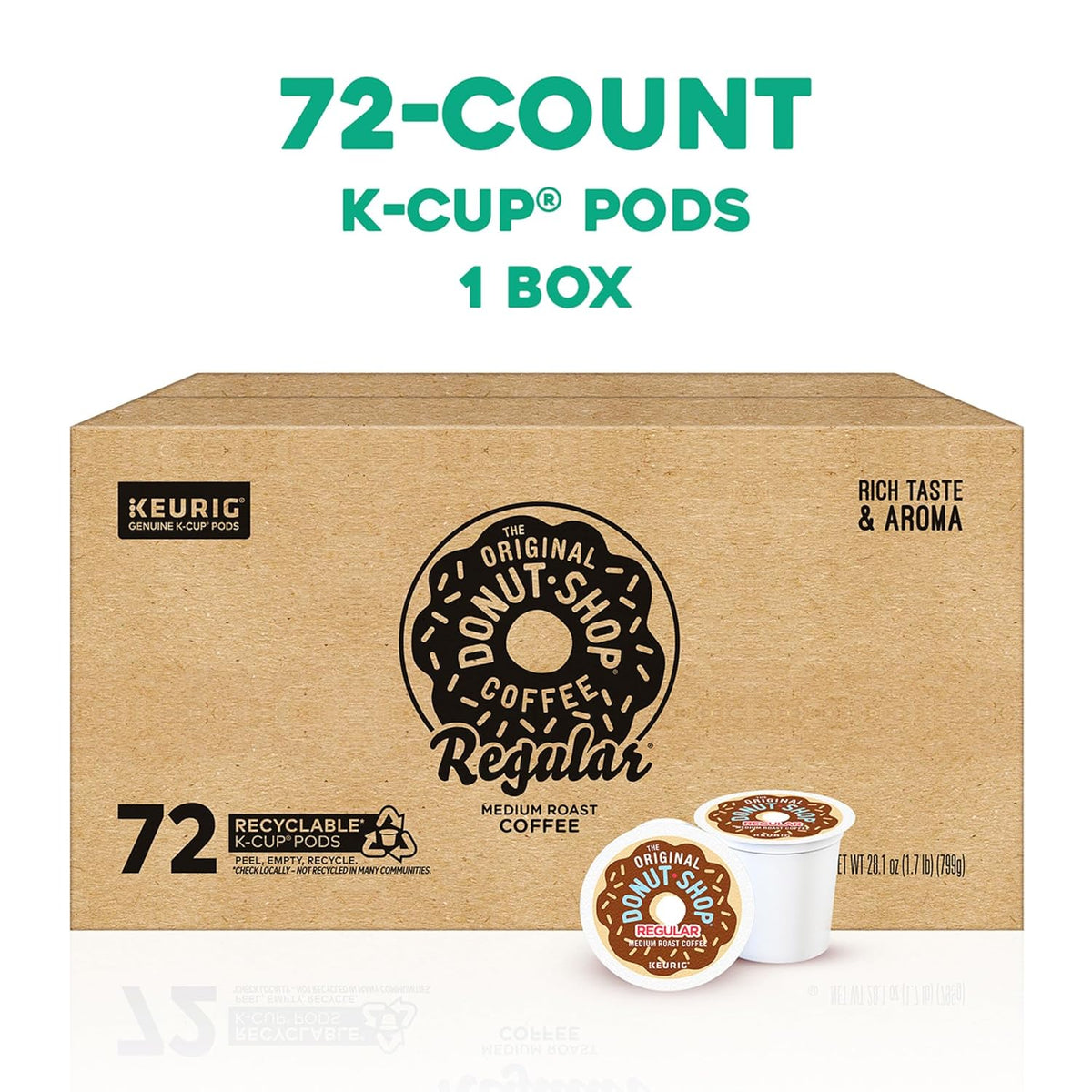 The Original Donut Shop Regular Keurig Single-Serve K-Cup Pods, Medium Roast Coffee, 72 Count