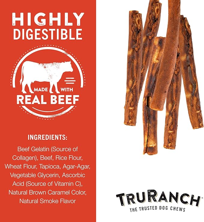 Collagen Rolls - 9" Collagen Rolls for Dogs - Long Lasting Healthy Joint Support - Rawhide Alternative - Skin & Coat Health - Made with Real Beef, Value Pack, 15 Bags, 45 Count