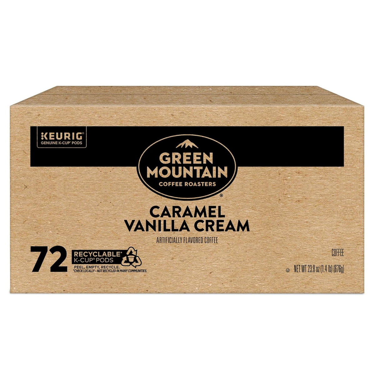 Green Mountain Coffee Roasters Caramel Vanilla Cream Keurig Single-Serve K-Cup pods, Light Roast Coffee, 72 Count