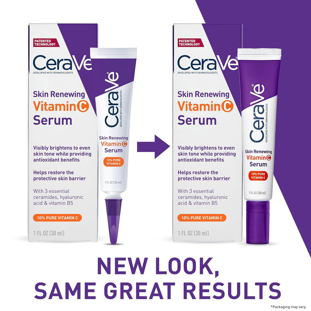 CeraVe Vitamin C Serum with Hyaluronic Acid, Skin Brightening Serum for Face with 10% Pure Vitamin C, Fragrance Free, 1 Fl. Oz