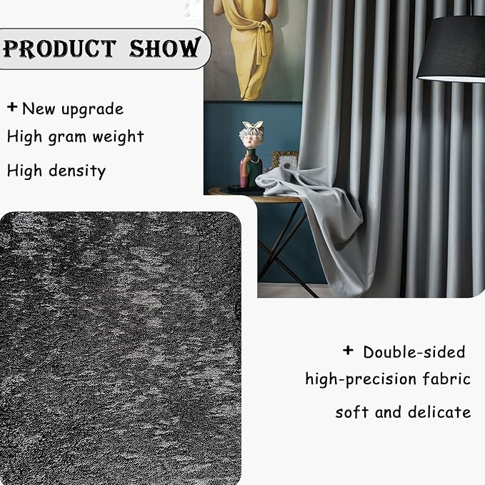 Room Divider Curtains for Ceiling Track Rod, 100% Blackout Ceiling Track