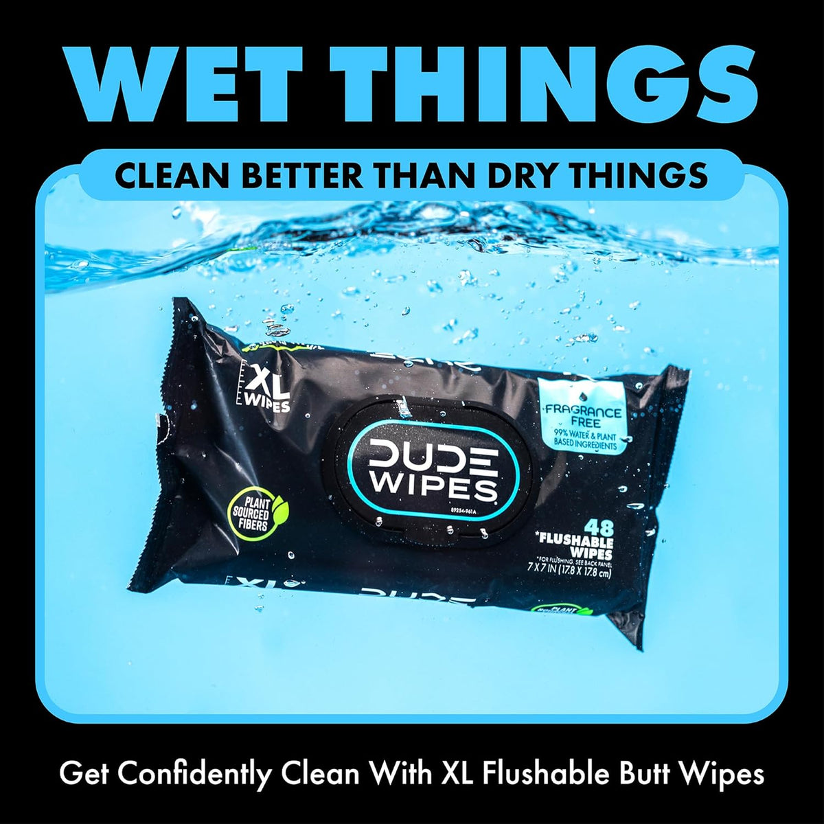 DUDE Wipes - Flushable Wipes - 6 Pack, 288 Wipes - Unscented Extra-Large Adult Wet Wipes - Vitamin-E & Aloe - Septic and Sewer Safe