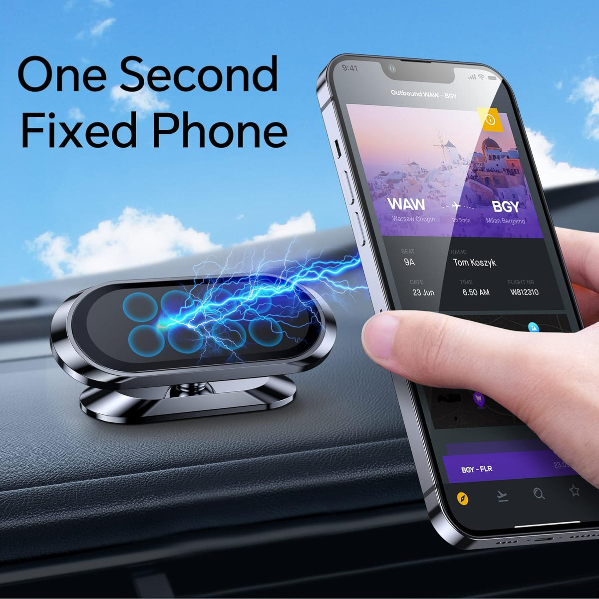 2-Pack Magnetic Phone Holder for Car Dash Strong Magnet Magnetic Car Phone Holder Mount 4 Plate Phone Holders for Your Car Phone Mount for Car Dashboard Cell Phone Car Mount for iPhone Samsung