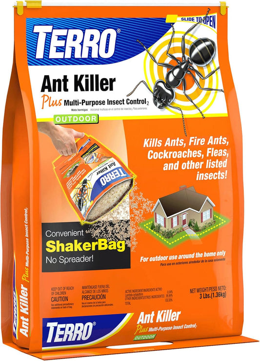 TERRO T901-6 Ant Killer Plus Multi-Purpose Insect Control for Outdoors - Kills Fire Ants, Fleas, Cockroaches, and Other Crawling Insects - 3lb