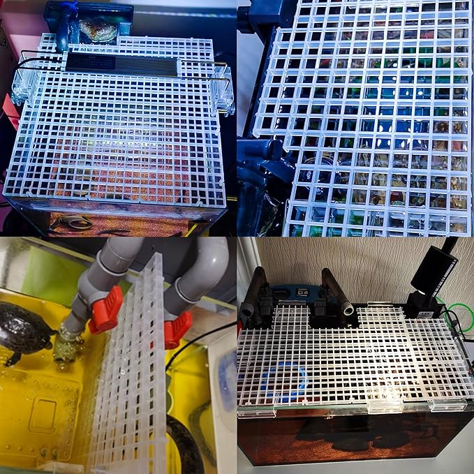 ALEGI 24 Pcs Aquarium Fish Tank Divider Plastic Egg Crate Aquarium Filter Bottom Tray Grid Isolation Board Partition Net Pane Separator (L 24pcs)