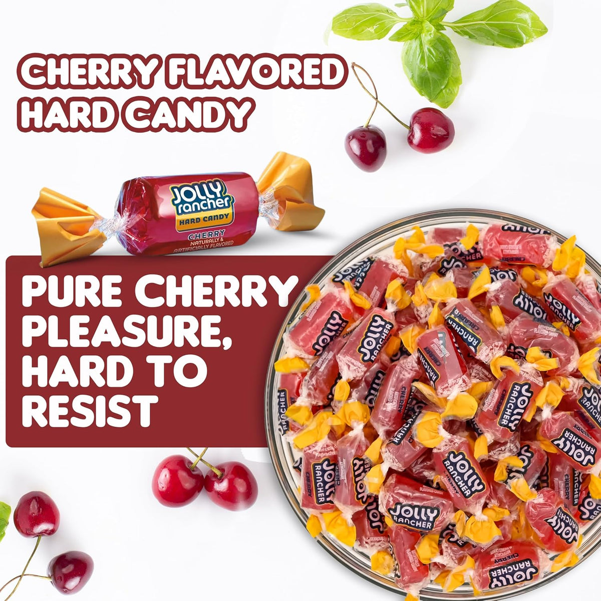 Cherry Jolly Ranchers Hard Candy – Original Flavor – 1 LB Bulk Bag (Approx. 75 Pieces) – Individually Wrapped Tart & Sweet Treats for Baby Showers, Back to School, Birthdays & Gift Bags